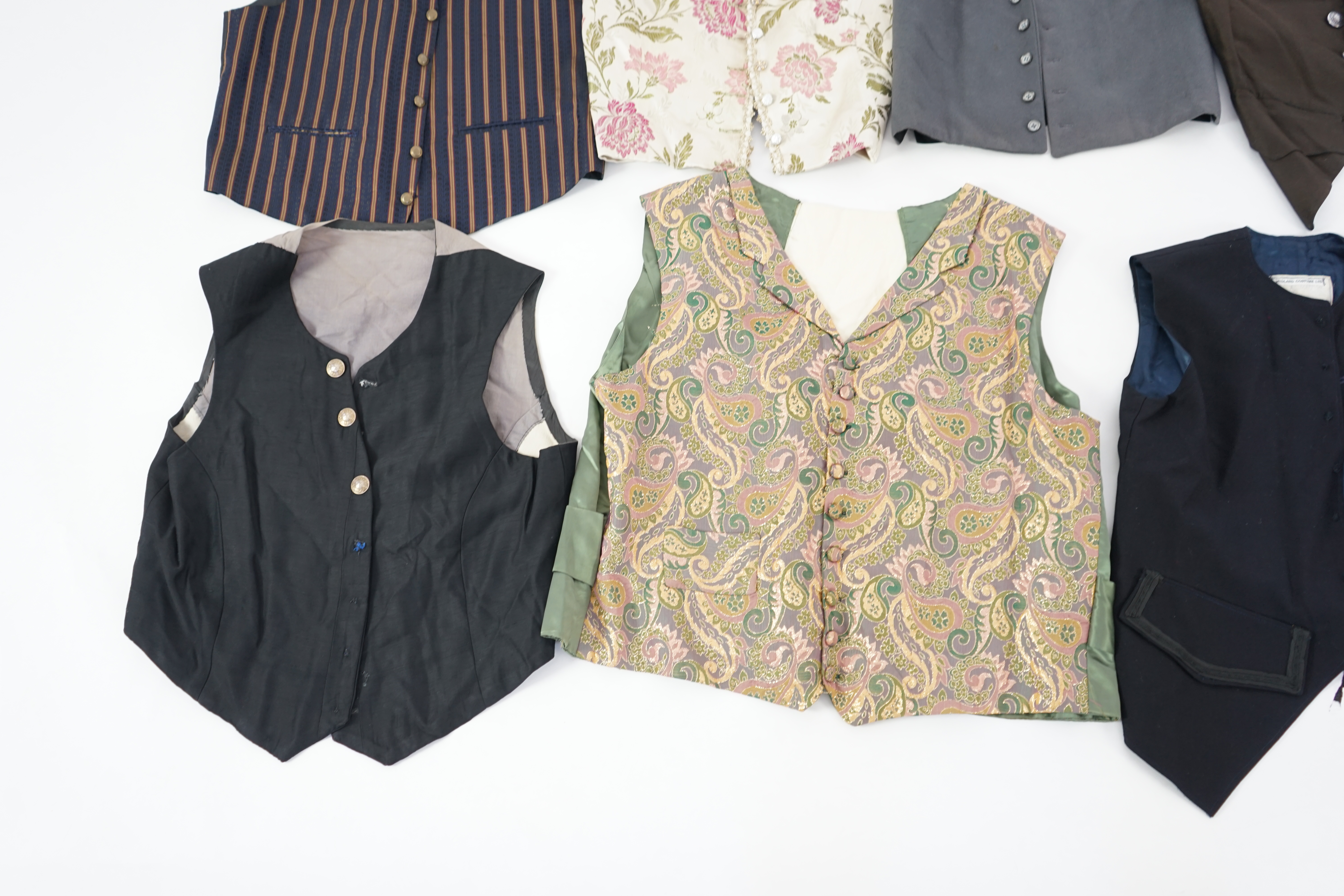 Eight men's assorted period waistcoats. Ex Pavilion Opera Sale